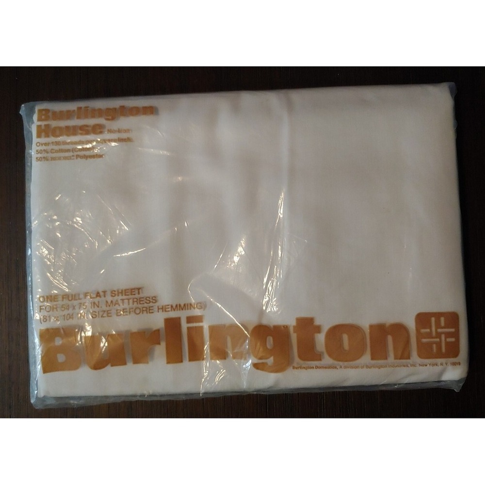 Burlington House No Iron One Full Flat Sheet Vntg 54x75 Inch Mattress Made USA